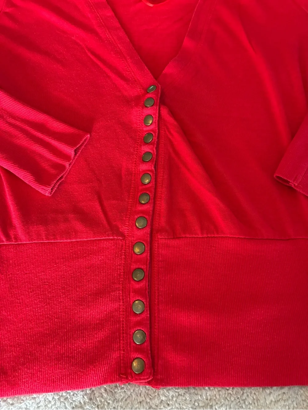 Women’s COL Story Classic Red V-Neck Button Cardigan Sweater Size Large